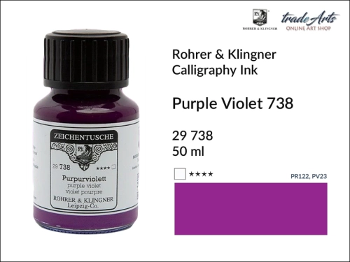 Rohrer &amp; Klingner Calligraphy Ink Purple Violet 738 but. 50 ml, tusz kaligraficzny Purple Violet 738 Rohrer &amp; Klingner, Rohrer &amp; Klingner tusz kaligraficzny Purple Violet 738 but. 50 ml, tusz kaligraficzny, kaligrafia, tusze kreślarskie, atram