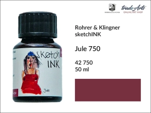 Atrament do prac artystycznych i piór sketchINK Rohrer & Klingner, kolor: Jule 750 (burgund), opak. 50 ml 