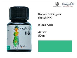 Atrament do prac artystycznych i piór sketchINK Rohrer & Klingner, kolor: Klara 500 (turkus), opak. 50 ml 