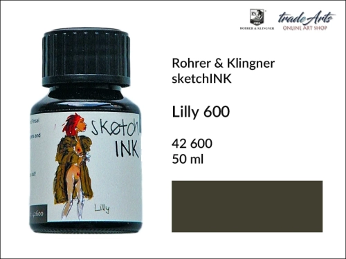 Rohrer &amp; Klingner sketchINK  atrament Lilly 600 but. 50 ml, atrament artystyczny sketchINK Lilly 600 Rohrer &amp; Klingner, atrament do piór wiecznych sketchINK Rohrer &amp; Klingner,  kaligrafia, atrament kreślarski,  atrament kolorowy,
