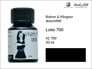 Atrament do prac artystycznych i piór sketchINK Rohrer & Klingner, kolor: Lotte 700 (czerń), opak. 50 ml  