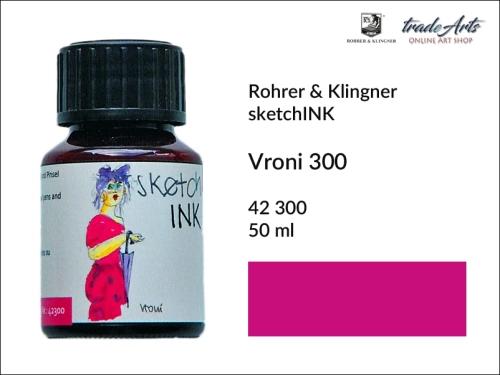 Rohrer &amp; Klingner sketchINK  atrament Vroni 300 but. 50 ml, atrament artystyczny sketchINK Vroni 300 Rohrer &amp; Klingner, atrament do piór wiecznych sketchINK Rohrer &amp; Klingner,  kaligrafia, atrament kreślarski,  atrament kolorowy,