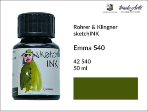 Atrament do prac artystycznych i piór sketchINK Rohrer & Klingner, kolor: Emma 540 (ciemna zieleń), opak. 50 ml 