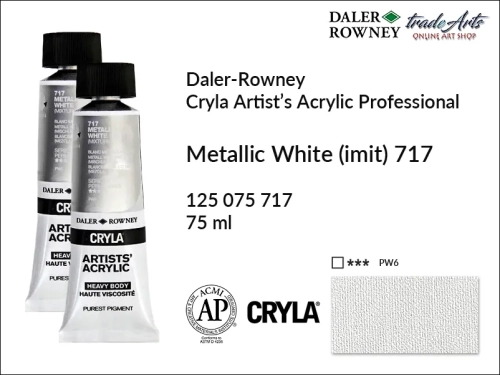 Daler-Rowney Cryla Acrylic Metallic White imit. 717 tuba 75 ml, farba akrylowa Metallic White imit. 717 Cryla Acrylic DR tuba 75 ml, farby akrylowe Cryla Daler-Rowney, akryle Daler-Rowney, farby akrylowe, Cryla Daler-Rowney,