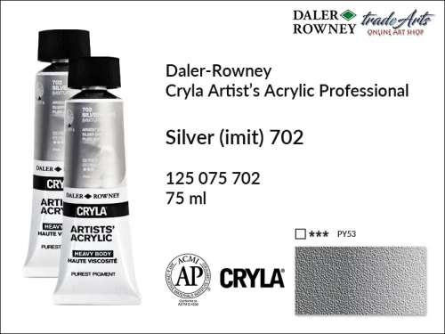 Daler-Rowney Cryla Acrylic Silver imit. 702 tuba 75 ml, farba akrylowa Silver imit. 702 Cryla Acrylic DR tuba 75 ml, farby akrylowe Cryla Daler-Rowney, akryle Daler-Rowney, farby akrylowe, Cryla Daler-Rowney,