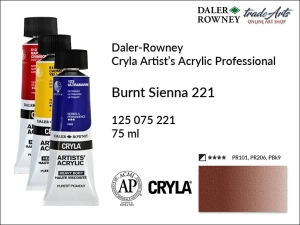 Farba akrylowa Cryla Professional Artist's Acrylic  Daler-Rowney, kolor: Burnt Sienna 221, tuba 75 ml 