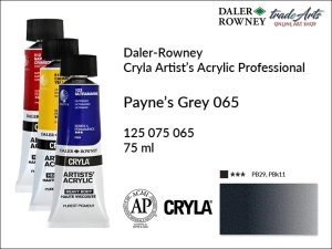 Farba akrylowa Cryla Professional Artist's Acrylic  Daler-Rowney, kolor: Payne's Grey 065, tuba 75 ml