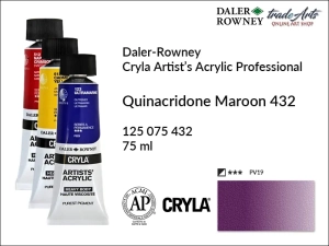 Farba akrylowa  Cryla Professional Artist's Acrylic Daler-Rowney, kolor: Quinacridone Maroon 432, tuba 75 ml 