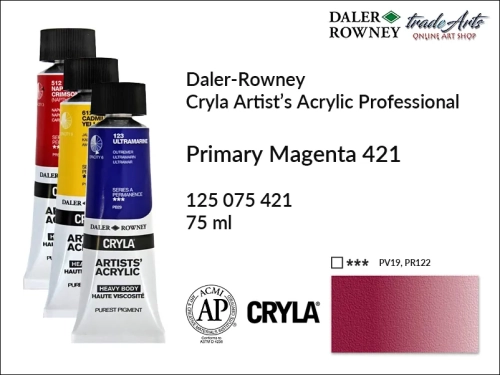 Daler-Rowney Cryla Acrylic Primary Magenta 421 tuba 75 ml, farba akrylowa Primary Magenta 421 Cryla Acrylic DR tuba 75 ml, farby akrylowe Cryla Daler-Rowney, akryle Daler-Rowney, farby akrylowe, Cryla Daler-Rowney,