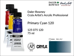 Farba akrylowa Cryla Professional Artist's Acrylic  Daler-Rowney, kolor: Primary Cyan 120, tuba 75 ml 