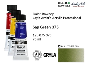 Farba akrylowa Cryla Professional Artist's Acrylic Daler-Rowney, kolor: Sap Green 375, tuba 75 ml 