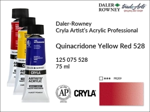 Farba akrylowa Cryla Professional Artist's Acrylic  Daler-Rowney, kolor: Quinacridone Yellow Red 528, tuba 75 ml