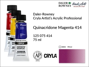 Farba akrylowa  Cryla Professional Artist's Acrylic Daler-Rowney, kolor: Quinacridone Magenta 414, tuba 75 ml 