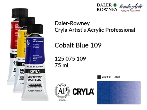 Daler-Rowney Cryla Acrylic Cobalt Blue 109 tuba 75 ml, farba akrylowa Cobalt Blue 109 Cryla Acrylic DR tuba 75 ml, farby akrylowe Cryla Daler-Rowney, akryle Daler-Rowney, farby akrylowe, Cryla Daler-Rowney,