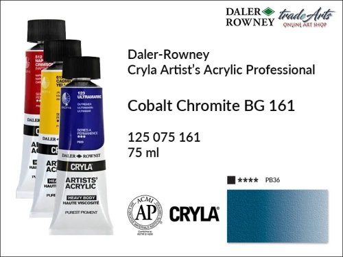 Daler-Rowney Cryla Acrylic Cobalt Chromite BG 161 tuba 75 ml, farba akrylowa Cobalt Chromite BG 161 Cryla Acrylic DR tuba 75 ml, farby akrylowe Cryla Daler-Rowney, akryle Daler-Rowney, farby akrylowe, Cryla Daler-Rowney,