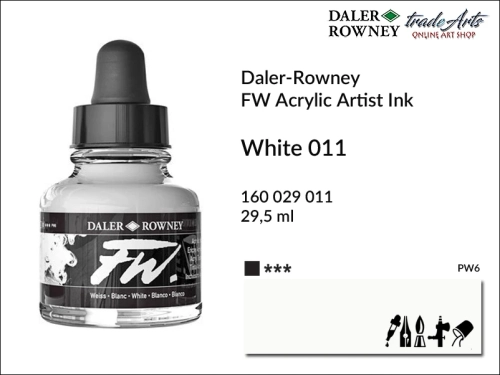 Daler-Rowney FW Acrylic Ink - White 011 but. 29  ml, tusz
akrylowy FW Acrylic Ink White 011 but. 29 ml Daler-Rowney, Daler-Rowney FW Acrylic Ink tusz akrylowy White 011, tusz akrylowy Daler-Rowney, aerograf, tusze, Daler-Rowney,