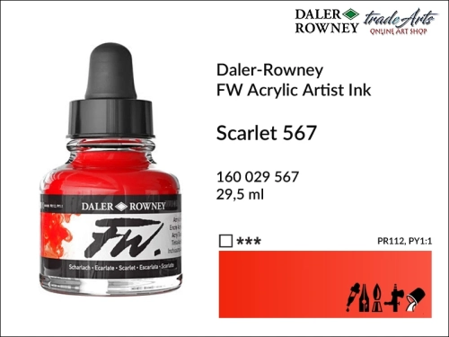 Daler-Rowney FW Acrylic Ink - Scarlet 567 but. 29  ml, tusz
akrylowy FW Acrylic Ink Scarlet 567 but. 29 ml Daler-Rowney, Daler-Rowney FW Acrylic Ink tusz akrylowy Scarlet 567, tusz akrylowy Daler-Rowney, aerograf, tusze, Daler-Rowney,