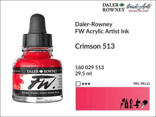 Daler-Rowney FW Acrylic Ink - Crimson 513 but. 29  ml, tusz
akrylowy FW Acrylic Ink Crimson 513 but. 29 ml Daler-Rowney, Daler-Rowney FW Acrylic Ink tusz akrylowy Crimson 513, tusz akrylowy Daler-Rowney, aerograf, tusze, Daler-Rowney,