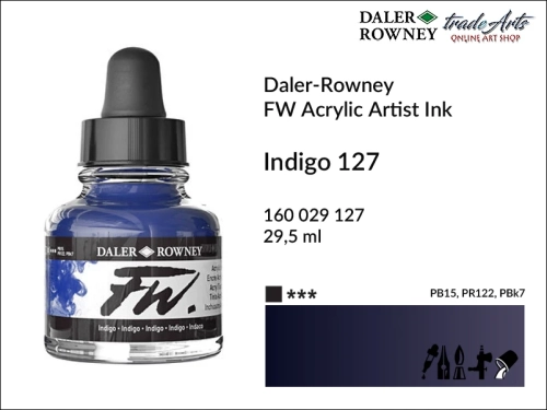 Daler-Rowney FW Acrylic Ink - Indigo 127 but. 29  ml, tusz
akrylowy FW Acrylic Ink Indigo 127 but. 29 ml Daler-Rowney, Daler-Rowney FW Acrylic Ink tusz akrylowy Indigo 127, tusz akrylowy Daler-Rowney, aerograf, tusze, Daler-Rowney,
