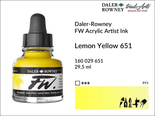 Daler-Rowney FW Acrylic Ink - Lemon Yellow 651 but. 29  ml, tusz
akrylowy FW Acrylic Ink Lemon Yellow 651 but. 29 ml Daler-Rowney, Daler-Rowney FW Acrylic Ink tusz akrylowy Lemon Yellow 651, tusz akrylowy Daler-Rowney, aerograf, tusze, Daler-Rowney,