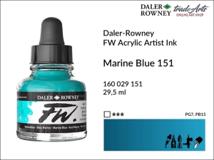 Tusz akrylowy FW Artist's Acrylic Ink Daler-Rowney, kolor: Marine Blue 151, opak. 29,50 ml