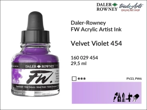 Tusz akrylowy FW Artist's Acrylic Ink Daler-Rowney, kolor: Velvet Violet 454, opak. 29,50 ml 