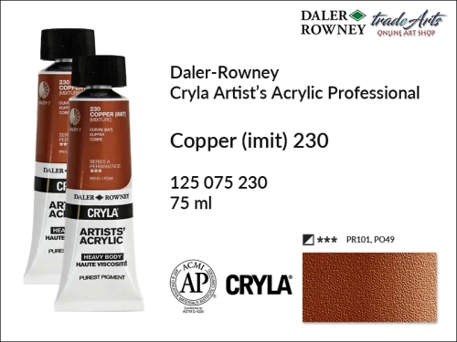 Daler-Rowney Cryla Acrylic Copper imit. 230 tuba 75 ml, farba akrylowa Copper imit. 230 Cryla Acrylic DR tuba 75 ml, farby akrylowe Cryla Daler-Rowney, akryle Daler-Rowney, farby akrylowe, Cryla Daler-Rowney,