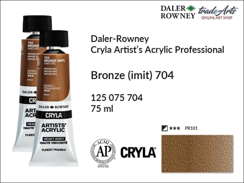 Daler-Rowney Cryla Acrylic Bronze imit. 704 tuba 75 ml, farba akrylowa Bronze imit. 704 Cryla Acrylic DR tuba 75 ml, farby akrylowe Cryla Daler-Rowney, akryle Daler-Rowney, farby akrylowe, Cryla Daler-Rowney,