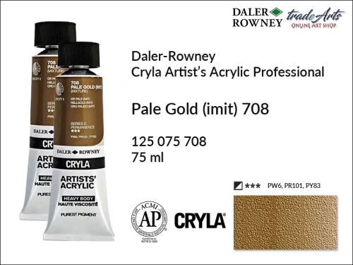 Daler-Rowney Cryla Acrylic Pale Gold imit. 708 tuba 75 ml, farba akrylowa Pale Gold imit. 708 Cryla Acrylic DR tuba 75 ml, farby akrylowe Cryla Daler-Rowney, akryle Daler-Rowney, farby akrylowe, Cryla Daler-Rowney,