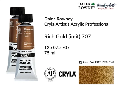 Daler-Rowney Cryla Acrylic Rich Gold imit. 707 tuba 75 ml, farba akrylowa Rich Gold imit. 707 Cryla Acrylic DR tuba 75 ml, farby akrylowe Cryla Daler-Rowney, akryle Daler-Rowney, farby akrylowe, Cryla Daler-Rowney,