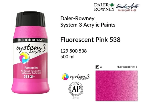 Daler-Rowney System 3 Acrylic farba akrylowa Fluorescent Pink 538, farby akrylowe fluorescencyjne System 3 Acrylic Daler-Rowney, farba akrylowa Fluorescent Pink 538 System 3 Acrylic Daler-Rowney, farby akrylowe fluo, akryle, Daler-Rowney,