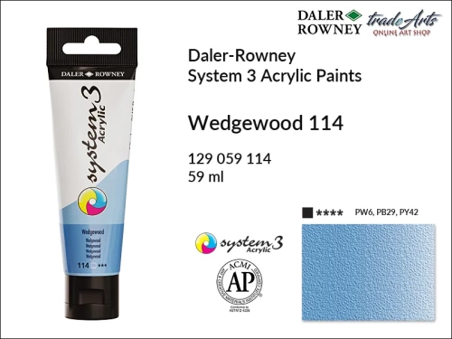Daler-Rowney System 3 Acrylic farba akrylowa Wedgewood 114, farby akrylowe w tubach System 3 Acrylic Daler-Rowney, farba akrylowa Wedgewood 114 System 3 Acrylic Daler-Rowney, farby akrylowe, akryle, Daler-Rowney,