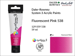 Farba akrylowa System 3 Acrylic Daler-Rowney, kolor: Fluorescent Pink 538, tuba 59 ml