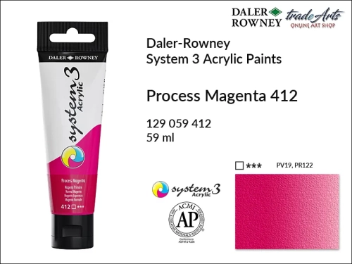 Daler-Rowney System 3 Acrylic farba akrylowa Process Magenta 412, farby akrylowe w tubach System 3 Acrylic Daler-Rowney, farba akrylowa Process Magenta 412 System 3 Acrylic Daler-Rowney, farby akrylowe, akryle, Daler-Rowney,