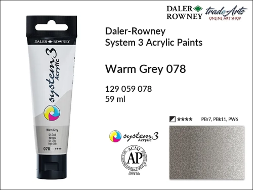 Daler-Rowney System 3 Acrylic farba akrylowa Warm Grey 078, farby akrylowe w tubach System 3 Acrylic Daler-Rowney, farba akrylowa Warm Grey 078 System 3 Acrylic Daler-Rowney, farby akrylowe, akryle, Daler-Rowney,