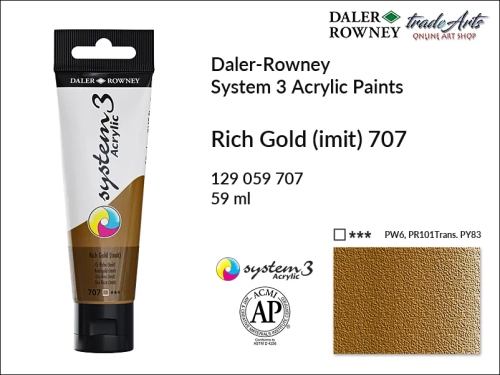 Daler-Rowney System 3 Acrylic farba akrylowa Rich Gold imit. 707, farby akrylowe w tubach System 3 Acrylic Daler-Rowney, farba akrylowa Rich Gold imit. 707 System 3 Acrylic Daler-Rowney, farby akrylowe, akryle, Daler-Rowney,