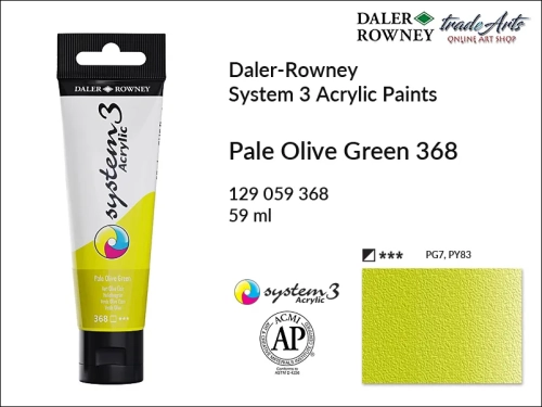 Daler-Rowney System 3 Acrylic farba akrylowa Pale Olive Green 368, farby akrylowe w tubach System 3 Acrylic Daler-Rowney, farba akrylowa Pale Olive Green 368 System 3 Acrylic Daler-Rowney, farby akrylowe, akryle, Daler-Rowney,