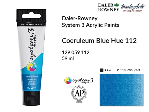 Daler-Rowney System 3 Acrylic farba akrylowa Coeruleum Blue Hue 112, farby akrylowe w tubach System 3 Acrylic Daler-Rowney, farba akrylowa Coeruleum Blue Hue 112 System 3 Acrylic Daler-Rowney, farby akrylowe, akryle, Daler-Rowney,
