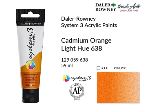 Daler-Rowney System 3 Acrylic farba akrylowa Cadmium Orange Light Hue 638, farby akrylowe w tubach System 3 Acrylic Daler-Rowney, farba akrylowa Cadmium Orange Light Hue 638 System 3 Acrylic Daler-Rowney, farby akrylowe, akryle, Daler-Rowney,
