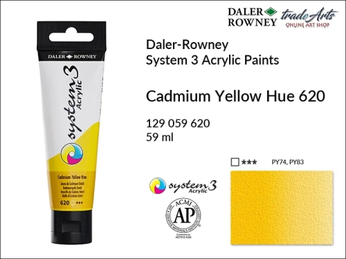 Daler-Rowney System 3 Acrylic farba akrylowa Cadmium Yellow Hue 620, farby akrylowe w tubach System 3 Acrylic Daler-Rowney, farba akrylowa Cadmium Yellow Hue 620 System 3 Acrylic Daler-Rowney, farby akrylowe, akryle, Daler-Rowney,