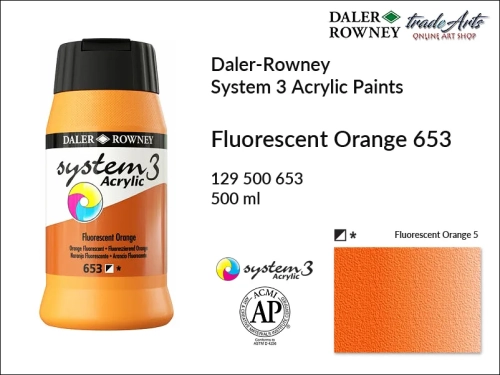 Daler-Rowney System 3 Acrylic farba akrylowa Fluorescent Orange 653, farby akrylowe fluorescencyjne System 3 Acrylic Daler-Rowney, farba akrylowa Fluorescent Orange 653 System 3 Acrylic Daler-Rowney, farby akrylowe fluo, akryle, Daler-Rowney,