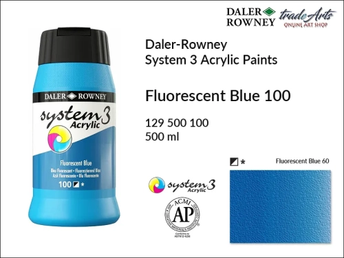 Daler-Rowney System 3 Acrylic farba akrylowa Fluorescent Blue 100, farby akrylowe fluorescencyjne System 3 Acrylic Daler-Rowney, farba akrylowa Fluorescent Blue 100 System 3 Acrylic Daler-Rowney, farby akrylowe fluo, akryle, Daler-Rowney,