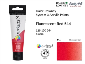 Farba akrylowa System 3 Acrylic Daler-Rowney, kolor: Fluorescent Red 544, tuba 150 ml 