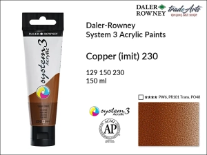 Farba akrylowa System 3 Acrylic Daler-Rowney, kolor: Copper imit. 230, tuba 150 ml 