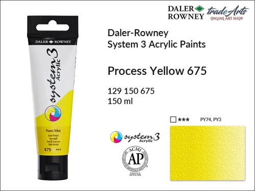 Daler-Rowney System 3 Acrylic farba akrylowa Process Yellow  675, farby akrylowe w tubach System 3 Acrylic Daler-Rowney, farba akrylowa Process Yellow 675 System 3 Acrylic Daler-Rowney, farby akrylowe, akryle, Daler-Rowney,