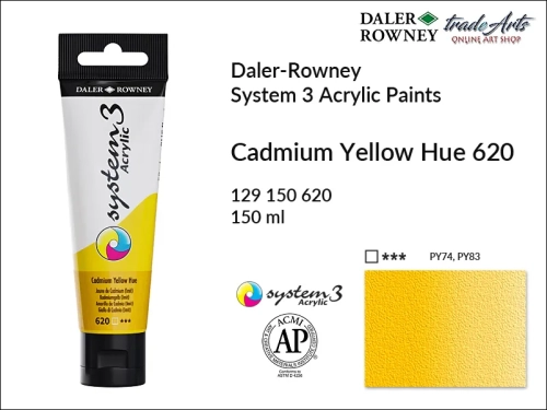 Daler-Rowney System 3 Acrylic farba akrylowa Cadmium Yellow Hue 620, farby akrylowe w tubach System 3 Acrylic Daler-Rowney, farba akrylowa Cadmium Yellow Hue 620 System 3 Acrylic Daler-Rowney, farby akrylowe, akryle, Daler-Rowney,