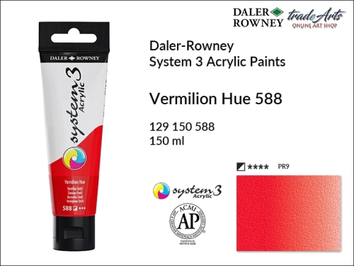 Daler-Rowney System 3 Acrylic farba akrylowa Vermilion Hue 588, farby akrylowe w tubach System 3 Acrylic Daler-Rowney, farba akrylowa Vermilion Hue 588 System 3 Acrylic Daler-Rowney, farby akrylowe, akryle, Daler-Rowney,