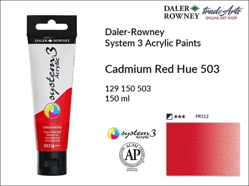 Daler-Rowney System 3 Acrylic farba akrylowa Cadmium Red Hue 503, farby akrylowe w tubach System 3 Acrylic Daler-Rowney, farba akrylowa Cadmium Red Hue 503 System 3 Acrylic Daler-Rowney, farby akrylowe, akryle, Daler-Rowney,