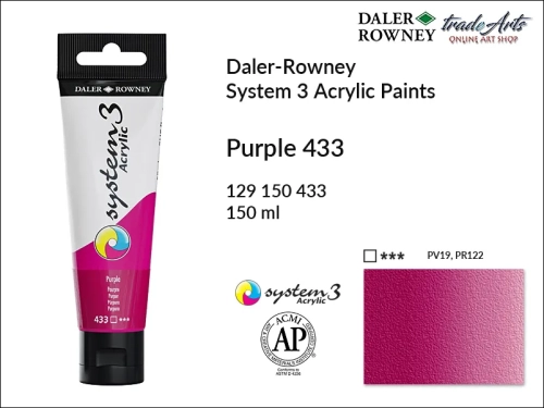 Daler-Rowney System 3 Acrylic farba akrylowa Purple 433, farby akrylowe w tubach System 3 Acrylic Daler-Rowney, farba akrylowa Purple 433 System 3 Acrylic Daler-Rowney, farby akrylowe, akryle, Daler-Rowney,