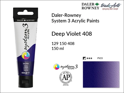 Daler-Rowney System 3 Acrylic farba akrylowa Deep Violet 408, farby akrylowe w tubach System 3 Acrylic Daler-Rowney, farba akrylowa Deep Violet 408 System 3 Acrylic Daler-Rowney, farby akrylowe, akryle, Daler-Rowney,